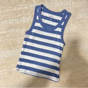 Hollister Navy and White Striped Tank Top